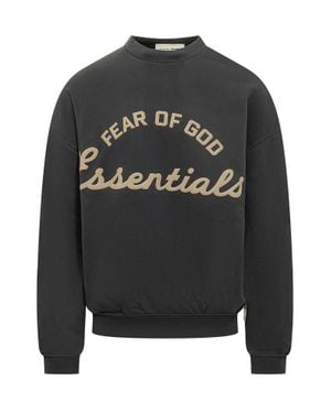 Fear Of God Essential Crewneck Sweatshirt With Front Print - Gray