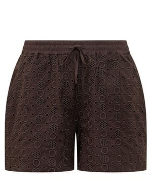 Pinko Embroidered Mini Shorts With Elegant Detailing - Black