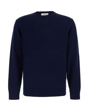 Kangra Blend Wool & Cashmere Ribbed Crewneck Sweater - Blue