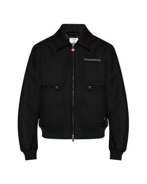 CASABLANCA Jacket Bonded Wool Blend - Black