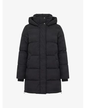Woolrich Stand-Up Collar Utility Hooded Coat With Concealed Zipper And Welt Pockets - Blue