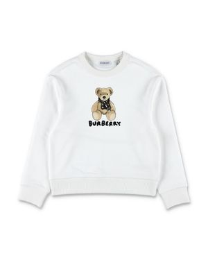 Burberry Crew Neck Long Sleeve Logo Print T-Shirt For Girls - White