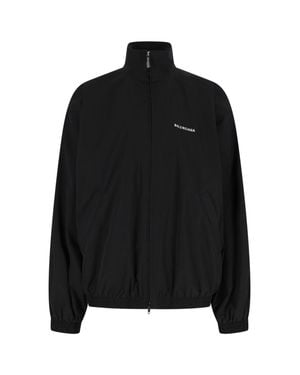 Balenciaga 100% Polyester Zip-Up Jacket - Black