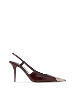 Saint Laurent Jeanne Leather Pumps With 9 Cm Heel - Brown