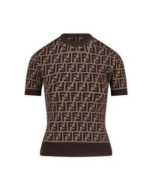 Fendi Stretch Cotton Sweat Sweater - Brown