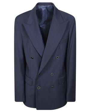 MARSĒM Button-Front Jacket With Six-Button Closure - Blue