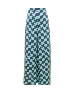 CASABLANCA Silk Paintntaloni Pants - Blue