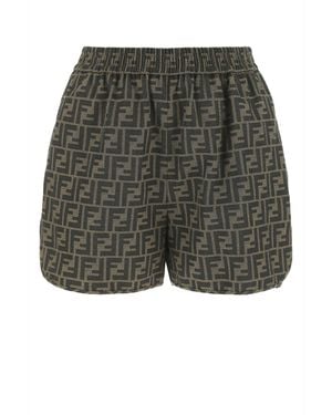 Fendi Short Ff Canvas - Gray