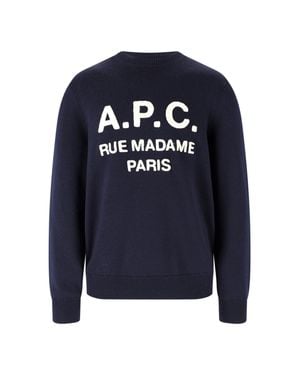 A.P.C. A. P.C. 100% Virgin Wool Crewneck Sweater - Blue