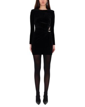 Self-Portrait Mini Velvet Dress - Black