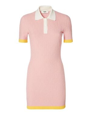 Fendi Ff Cotton And Silk Dress - Pink