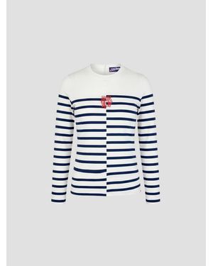 Jean Paul Gaultier Long-Sleeve Striped Top - Blue