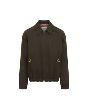 Valentino Cotton Jacket With Vgold Details - Green