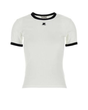Courreges Courrèges Contrast Cotton T-Shirt - White