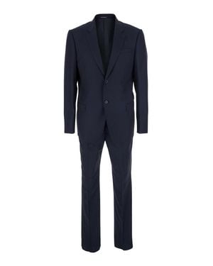 Emporio Armani Tech Fabric Regular-Fit Two-Piece Suit With Notched-Revers Two-Button Jacket And Pants - Blue