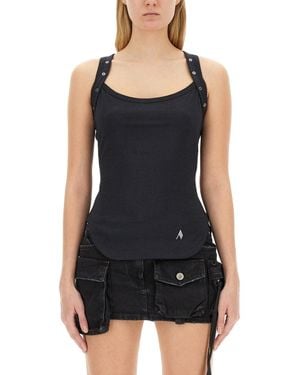 The Attico Cotton Logo Top - Black