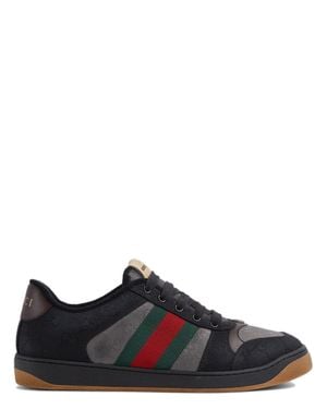 Gucci Wash-Effect Bi-color Gg Canvas Sneakers With 10Mm Height - Black