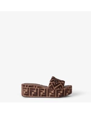Fendi Sunshine Wedge Heels - Brown