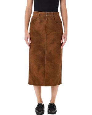 Isabel Marant High-Waist Pencil Midi Skirt - Brown