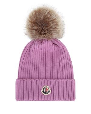 Moncler Mini Quilted Beanie Hat For Kids - Purple
