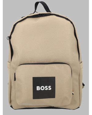 BOSS Kids Backpack With Front Zip Pocket - Natural