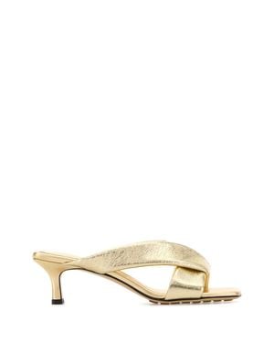 Bottega Veneta Niva Flat Leather Sandals - Natural
