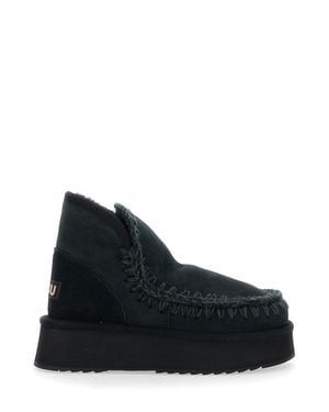 Mou Suede Ankle Boots With Braided Detail - Black