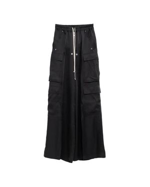 Rick Owens Charmeuse Cargo Pants With Drop Crotch And Wide Leg - Black