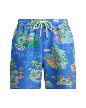 Ralph Lauren Printed Swim Trunks - Blue