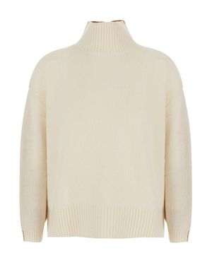 SOLOCASCMIR Bicolor High-Neck Mini Knit Pull With Long Sleeves - White