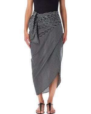 Frankie Shop Wrap Tie Waist Midi Skirt - Black