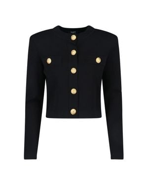 Balmain Buttoned Crewneck Cardigan - Black