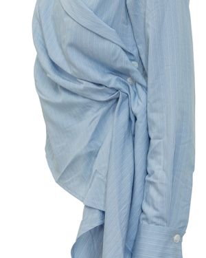 BALOSSA Asymmetrical Draped Mini Shirt - Blue