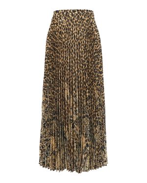 Etro High-Waisted Midi Skirt With All-Over Leopard Motif - Natural