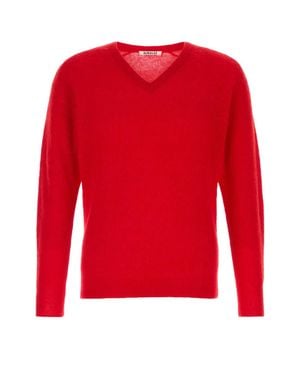 AURALEE Alpaca Blend Crewneck Sweater - Red