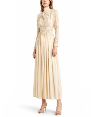 Zimmermann Pleated Lace Long Sleeve Maxi Dress - Natural
