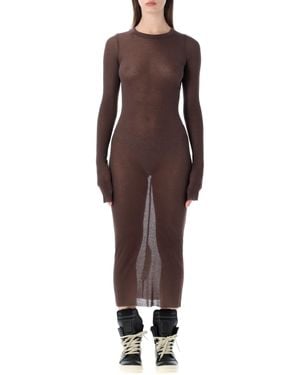 Rick Owens Crew Neck Midi Dress - Brown