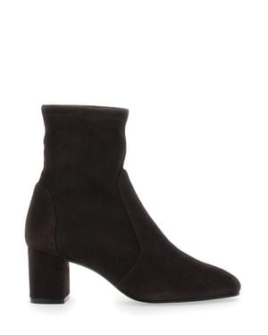 Stuart Weitzman Yulia Stretch Bootie 60 Suede Ankle Booties - Black