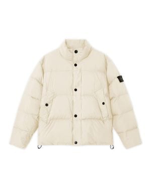 Stone Island Padded Stand-Up Collar Utility Jacket With Two-Way Zip & Snap Pockets - Natural