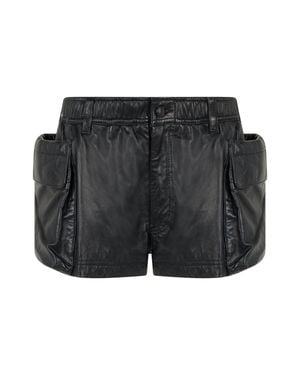 R13 Leather Cargo Shorts - Black