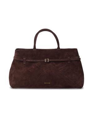 MANU Atelier Suede Tote Bag With Buckle Strap - Brown