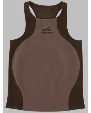 Balenciaga Senza Cuciture Bodycon Cotton Tank Top - Brown