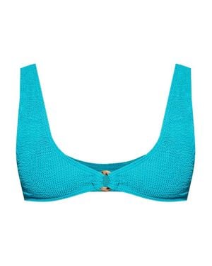 Bondeye Textured Finish Ring-Detail Scoop Neck Mini Swim Top - Blue