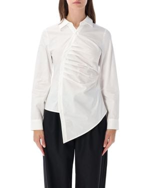 OperaSPORT Asymmetrical Pleated Button-Up Shirt - White