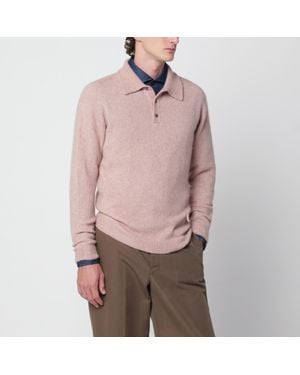 Roberto Collina Cashmere Polo Shirt With Long Sleeves - Pink