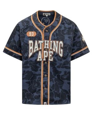 A Bathing Ape Solid Camo Short Sleeve Shirt - Blue