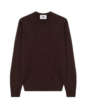 Alpha Studio Merino Wool Crewneck Sweater - Brown