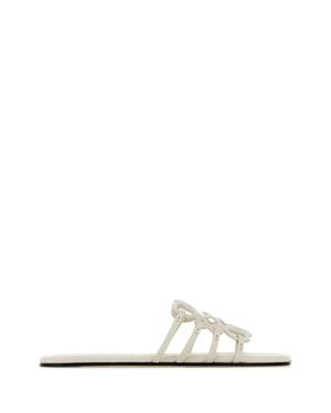 Loewe Paula's Ibiza Anagram Petal Leather Slippers - White