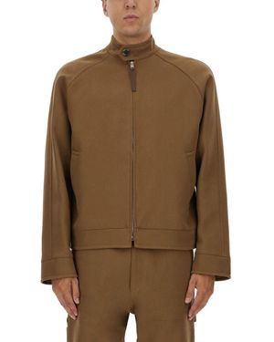 Moschino Structured Boxy Jacket With High Collar - Brown
