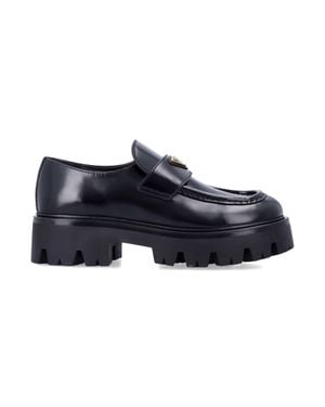 Prada Brushed Leather Loafers - Blue